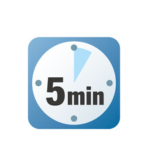 Simple 5 minutes timer clock vector icon
