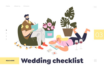 Wedding checklist landing page concept for wedding planning management service website