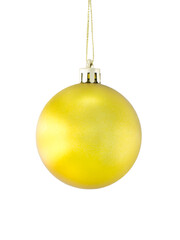 yellow christmas ball isolated on white background.