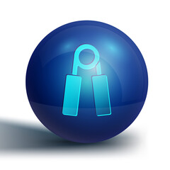 Blue Sport expander icon isolated on white background. Sport equipment. Blue circle button. Vector.