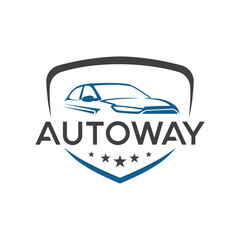 Vector car transportation shop logo template with shield