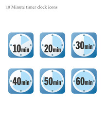 Simple 10,20,30,40,50,60 minutes timer vector clock icon