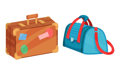 Baggage or Luggage Used for Traveling Vector Set