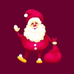 raster illustration of Santa Clous with gift bag