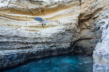 Beautiful sea cave formed by natural erosion and crystal clean blue water. Cabo de gata