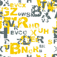 letters on black background with seamless pattern.	