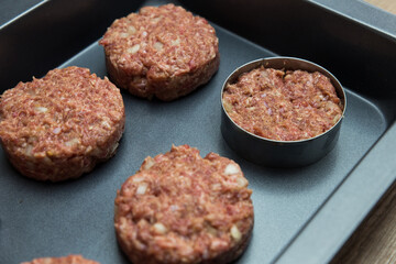 The chef Prepare Burger With Minced Meat