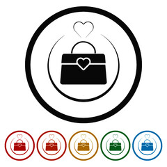 Obraz premium Woman bag glyph ring icon, color set