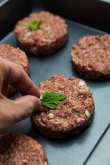 The chef Prepare Burger With Minced Meat