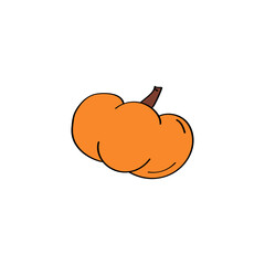 Doodle pumpkin icon. Hand drawn vector illustration