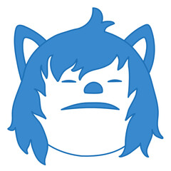 arrogant emoji wolf proudly holds his head high, funny cartoon character with simplistic facial expression, simple hand drawn emoticon, vector illustration