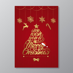 Merry christmas and happy new year typography and santa&rsquo;s hat for decoration