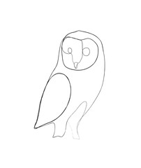 SINGLE-LINE DRAWING OF AN OWL . This hand-drawn, continuous, line illustration is part of a collection of artworks inspired by the drawings of Picasso. Each gesture sketch was created by hand. - obrazy, fototapety, plakaty