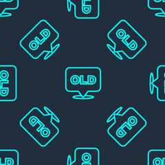 Green line Nursing home building icon isolated seamless pattern on blue background. Health care for old and sick people. Center for retired people. Vector.