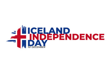 Happy Iceland Independence Day greeting card, banner, poster design print.  Icelandic flag grunge vector illustration on white background. European national holiday. Vector illustration