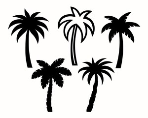 Fototapeta premium Black palm icon. Vector illustration isolated on white background.