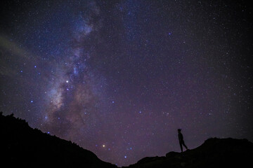 Fototapeta na wymiar Starry Milky Way, Oahu, Hawaii