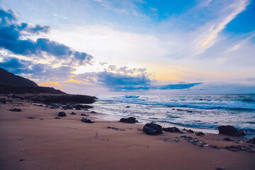 Sunset at Kaena point, North shore, Oahu, Hawaii