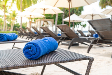 close-up towel on beach chair