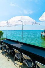 outdoor bar with sea background
