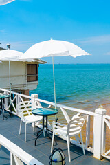 outdoor bar with sea background
