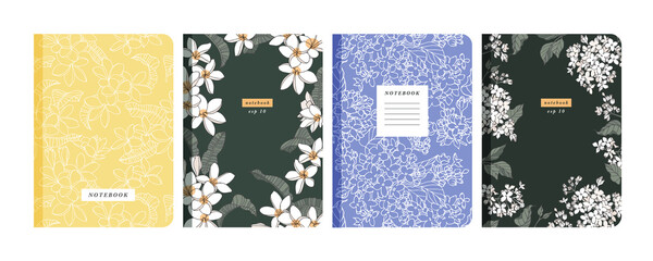 Vector illustartion templates cover pages for notebooks, planners, brochures, books, catalogs. Flowers wallpapers.