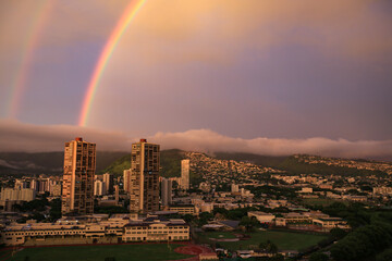 Rainbow in City of Honolulu, Oahu, Hawaii
