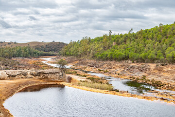 Old watermill in the Rio Tinto river in Huelva, Andalusia, Spain