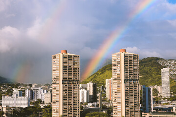 Rainbow in City of Honolulu, Oahu, Hawaii