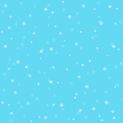 Winter backfround in blue tones with different snowflakes for Christmas and New Year festive decor. Can be used as a seamless pattern. Vector illustration