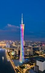 Night view of Guangzhou City, Guangdong Province, China