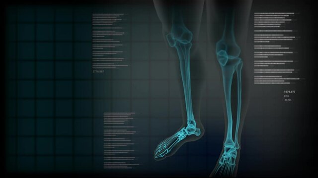 Scientific seamless looping background with x-ray human body and digital effects for overlay or backdrop use with place for yor content - 4K 60fps UHD 3D animation