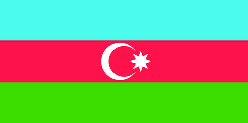 National flag of the Republic of Azerbaijan. Azerbaijan flag. Official colors. Full size.