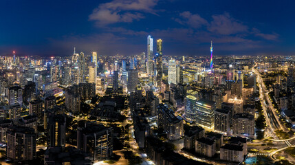 Fototapeta na wymiar Night view of Guangzhou City, Guangdong Province, China