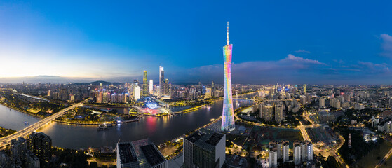 Night view of Guangzhou City, Guangdong Province, China