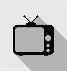 Tv Icon in modern flat style isolated on grey background