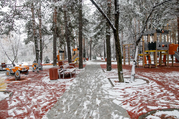 Playground under the snow, first snow