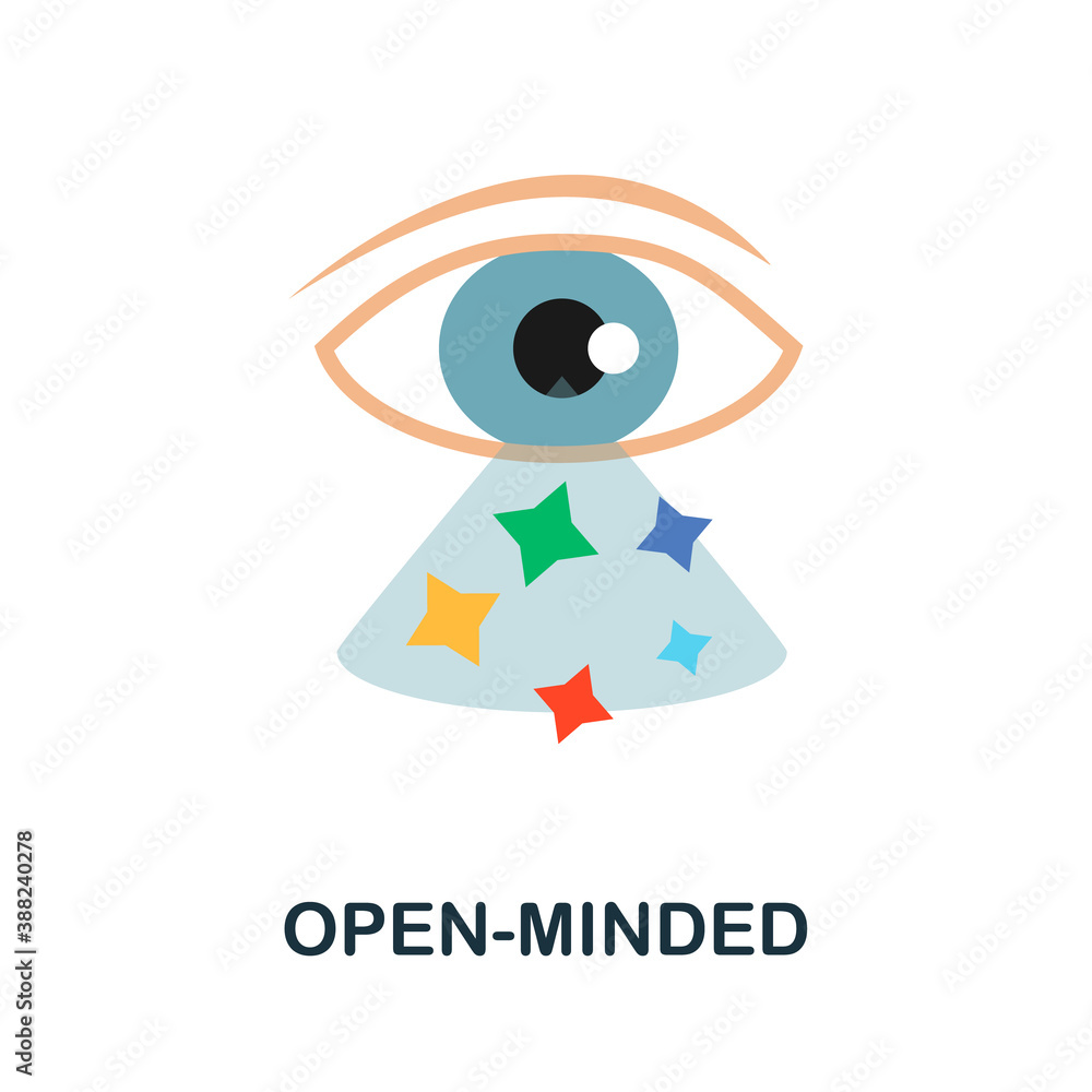 Poster open-minded icon. simple element from core values collection. creative open-minded icon for web desi