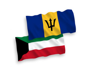 Flags of Barbados and Kuwait on a white background
