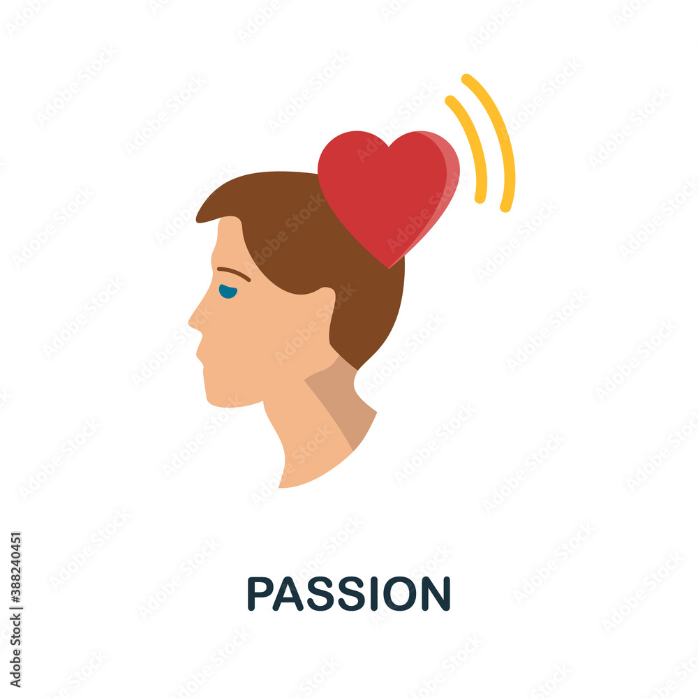 Poster passion icon. simple element from core values collection. creative passion icon for web design, temp
