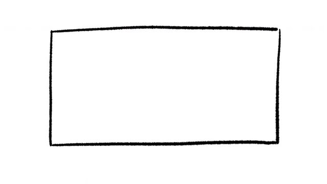 Hand drawn scribble rectangle frame animation, isolated on white background, motion graphics.