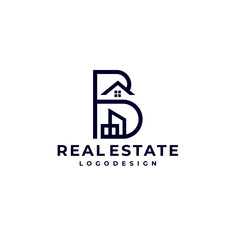 Abstract PB Line Letter Logo design for Real Estate Company