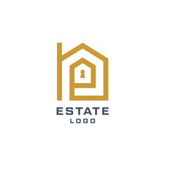 Abstract realty, house, building, real estate Linear logo template