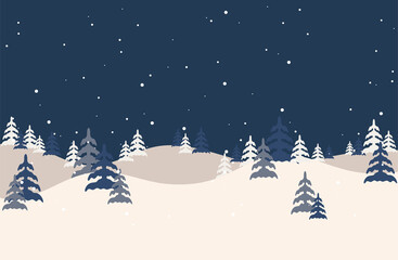Obraz na płótnie Canvas Winter landscape.Vector forest illustration. Christmas snow nature background. Snowfall and mountains.