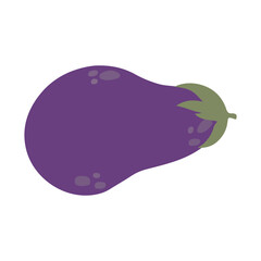 Eggplant in a cartoon style. Vector image. Isolated on white