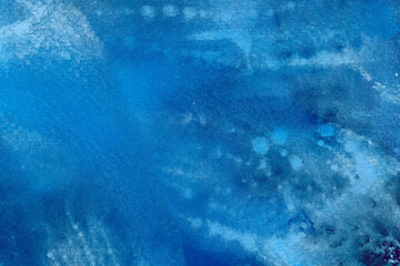 Ultramarine blue hand drawn watercolor background. Multicolor grunge backdrop. Hand drawn blue ombre, brush gradient strokes. Decorative paintbrush smears wallpaper. Flamboyant brushstrokes