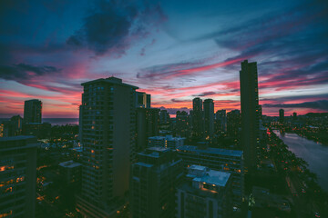 Sunset at Waikiki, Honolulu, Oahu, Hawaii