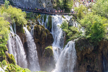 PLITVICE LAKES, CROATIA - JUNE 8: The Veliki Slap Waterfall  in Plitvice Lakes National Park, Croatia on June 8, 2019