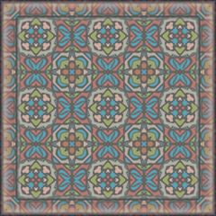 Creative color abstract geometric pattern in red green blue, vector seamless, can be used for printing onto fabric, interior, design, textile, pillow, carpet, tiles. Frame.