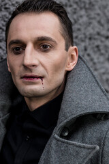 Fototapeta premium Vampire, man with halloween makeup 